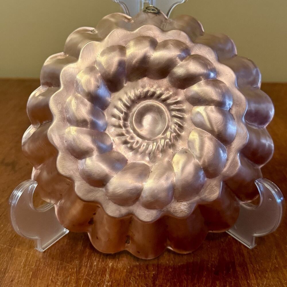 Vintage Copper Tin Lined Jell-O Mold Floral Flower O.D.I. Made in Korea 9.25”